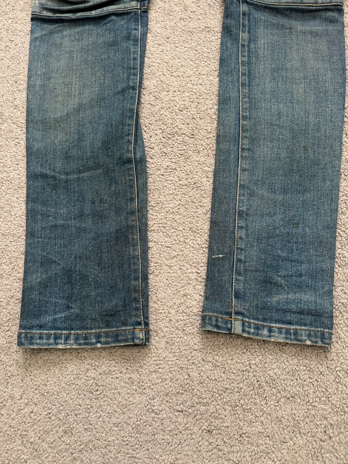 FW14 Balmain by Olivier Rousteing Washed Zip Biker Denim Jeans