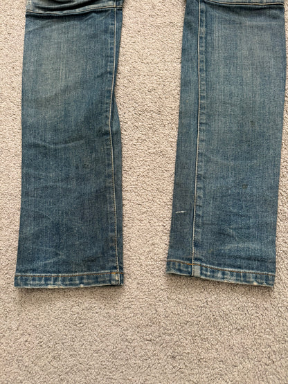 FW14 Balmain by Olivier Rousteing Washed Zip Biker Denim Jeans
