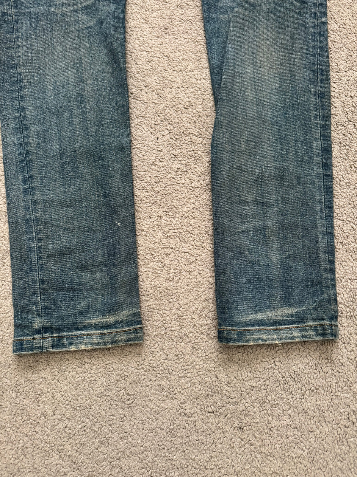 FW14 Balmain by Olivier Rousteing Washed Zip Biker Denim Jeans
