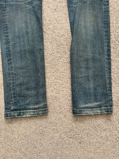 FW14 Balmain by Olivier Rousteing Washed Zip Biker Denim Jeans