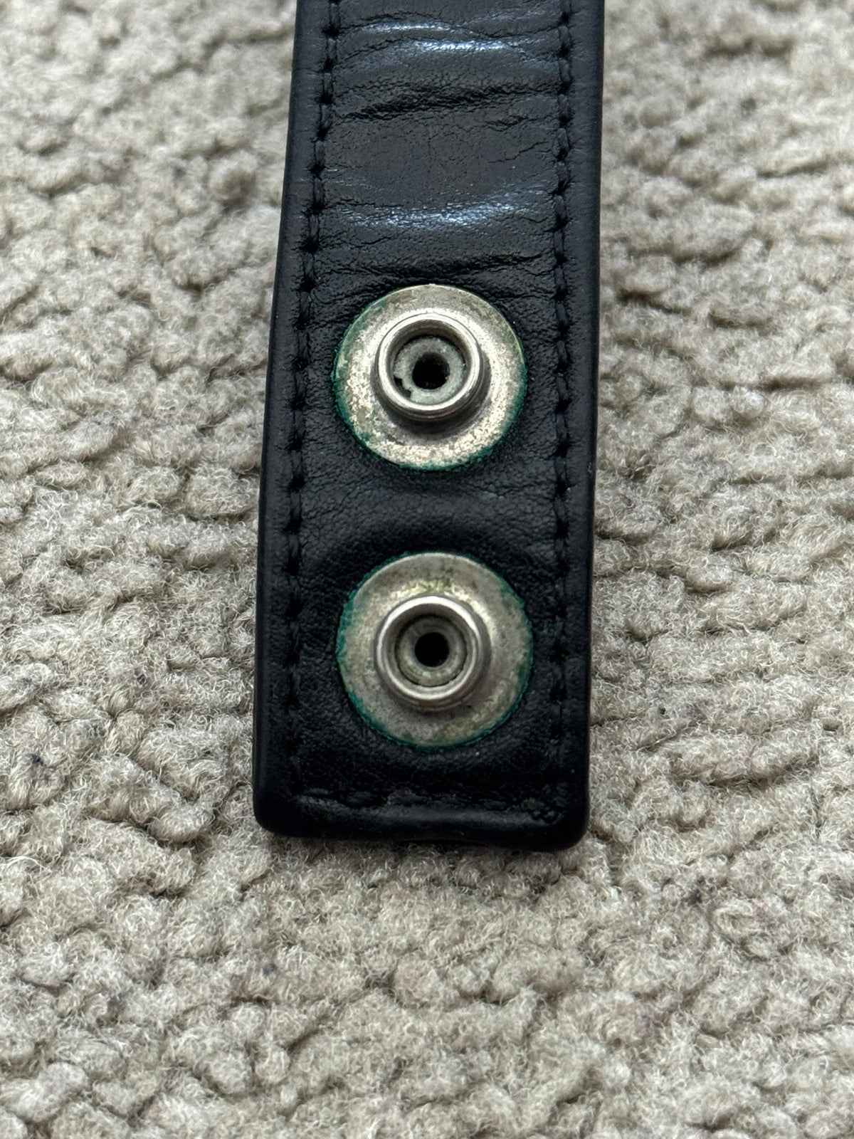 Chrome Hearts 3 Silver Cross Snap Button Black Leather Bracelet