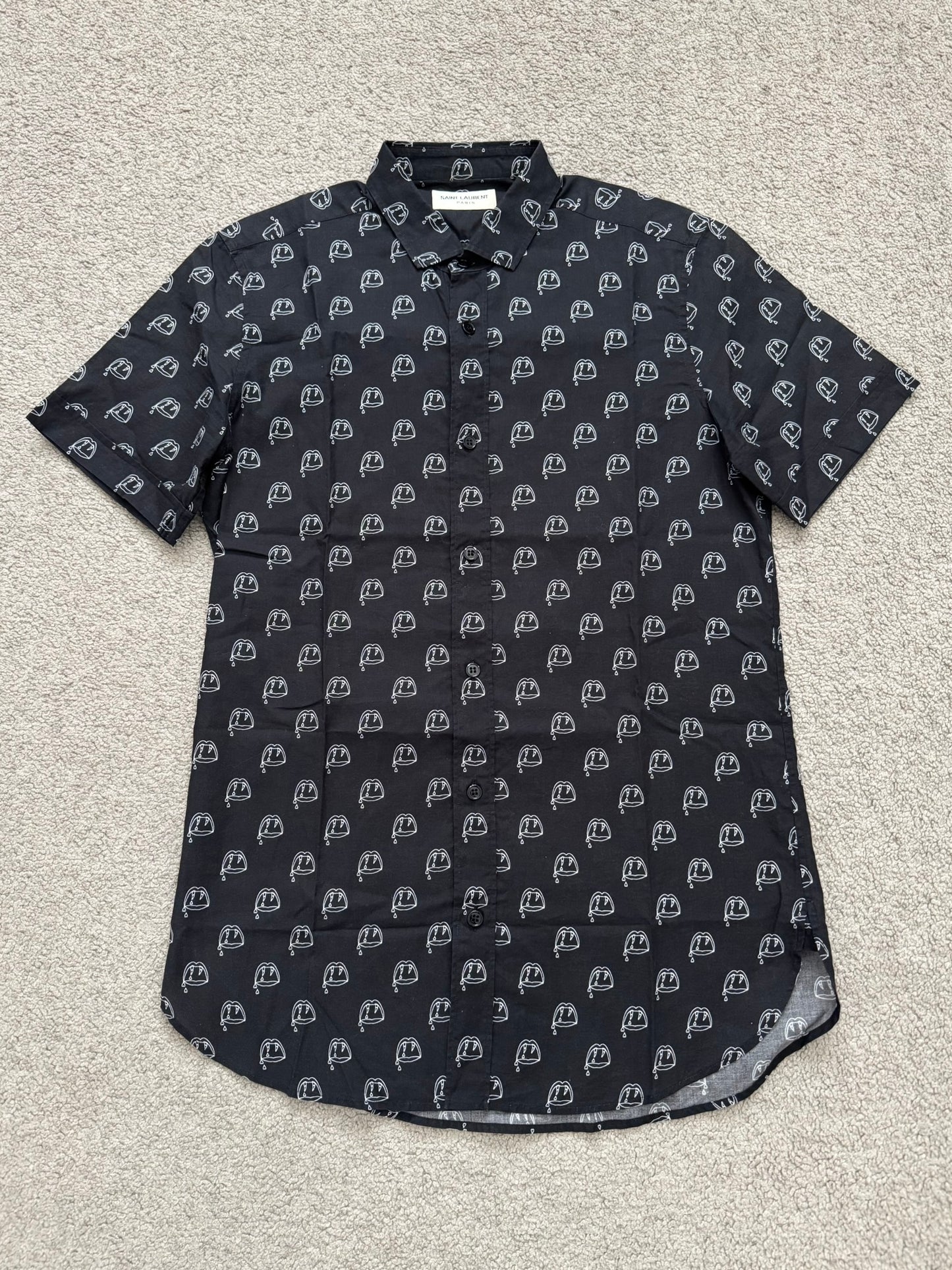 FW13 Saint Laurent by Hedi Slimane Blood Luster Button Up Short Sleeve Shirt
