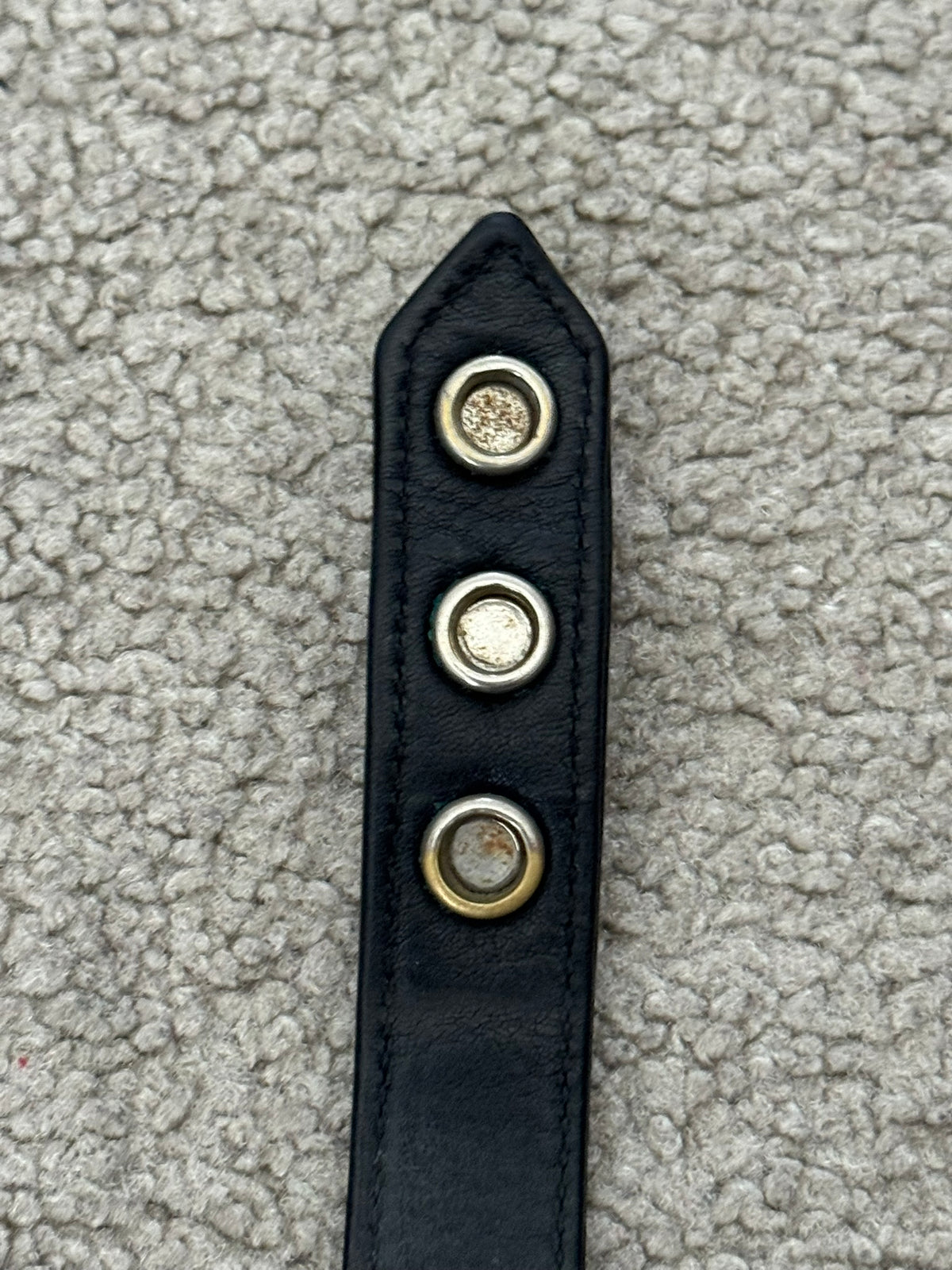 Chrome Hearts 3 Silver Cross Snap Button Black Leather Bracelet