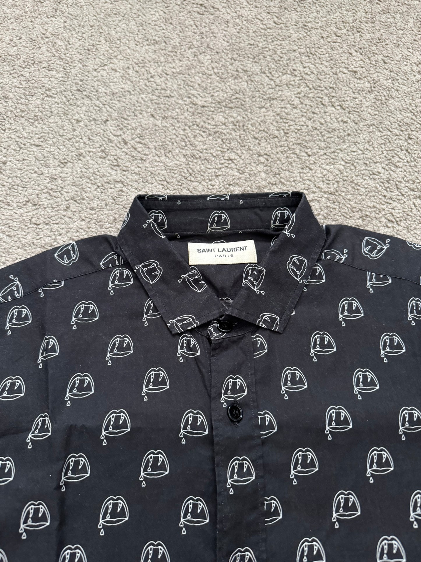 FW13 Saint Laurent by Hedi Slimane Blood Luster Button Up Short Sleeve Shirt