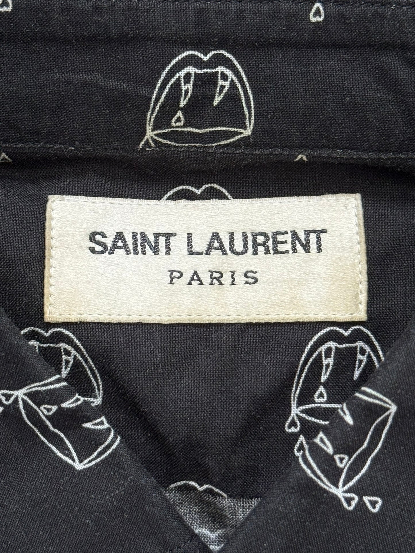 FW13 Saint Laurent by Hedi Slimane Blood Luster Button Up Short Sleeve Shirt