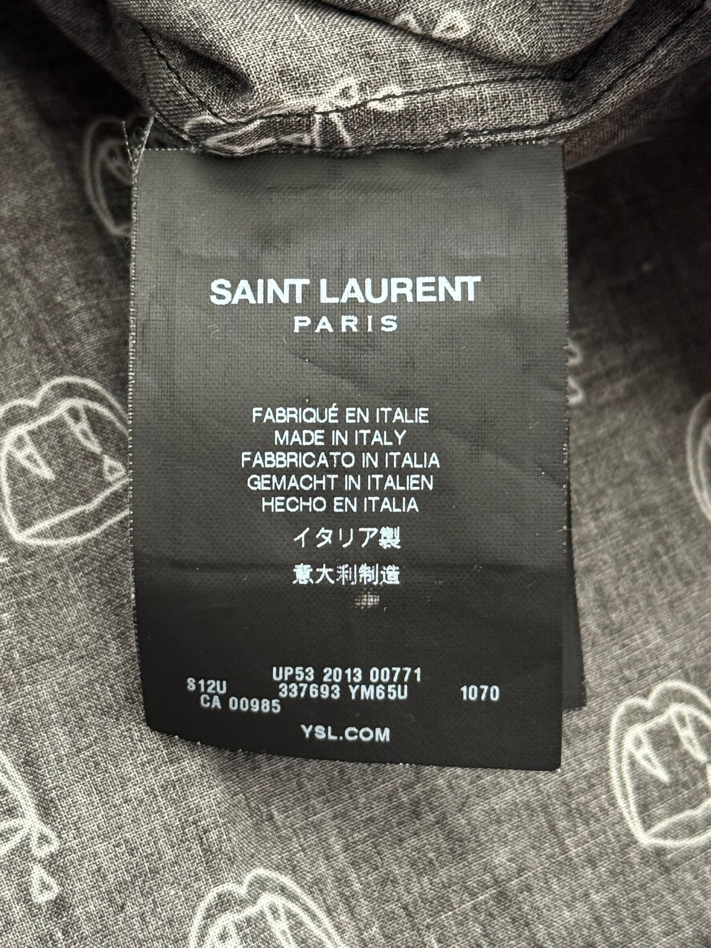 FW13 Saint Laurent by Hedi Slimane Blood Luster Button Up Short Sleeve Shirt