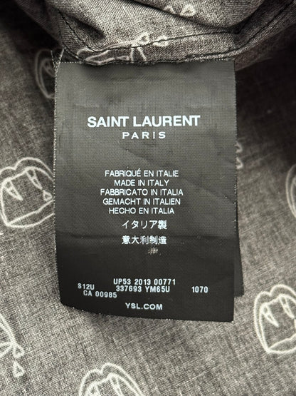 FW13 Saint Laurent by Hedi Slimane Blood Luster Button Up Short Sleeve Shirt