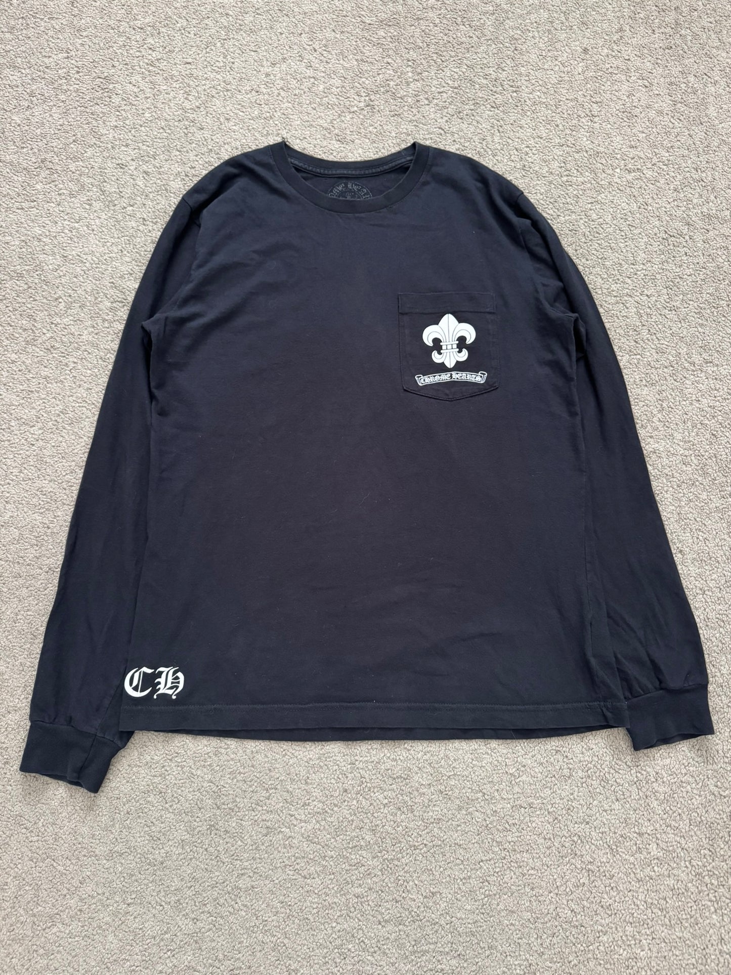 Chrome Hearts Fleur & Scroll Logo Long Sleeve T Shirt