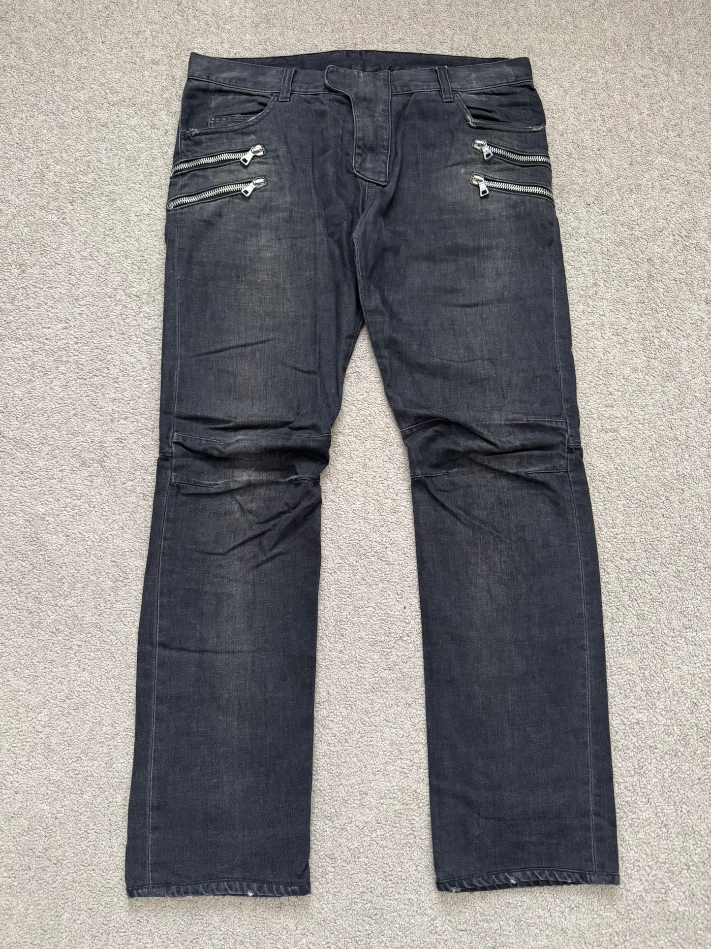FW11 Balmain by Christophe Decarnin 4 Zip Biker Denim Jeans