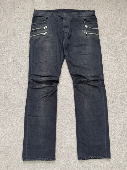 FW11 Balmain by Christophe Decarnin 4 Zip Biker Denim Jeans