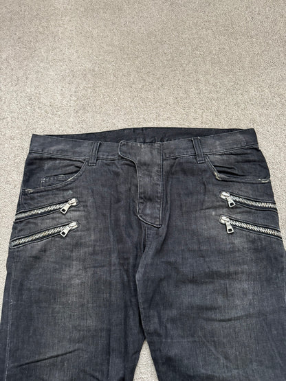 FW11 Balmain by Christophe Decarnin 4 Zip Biker Denim Jeans