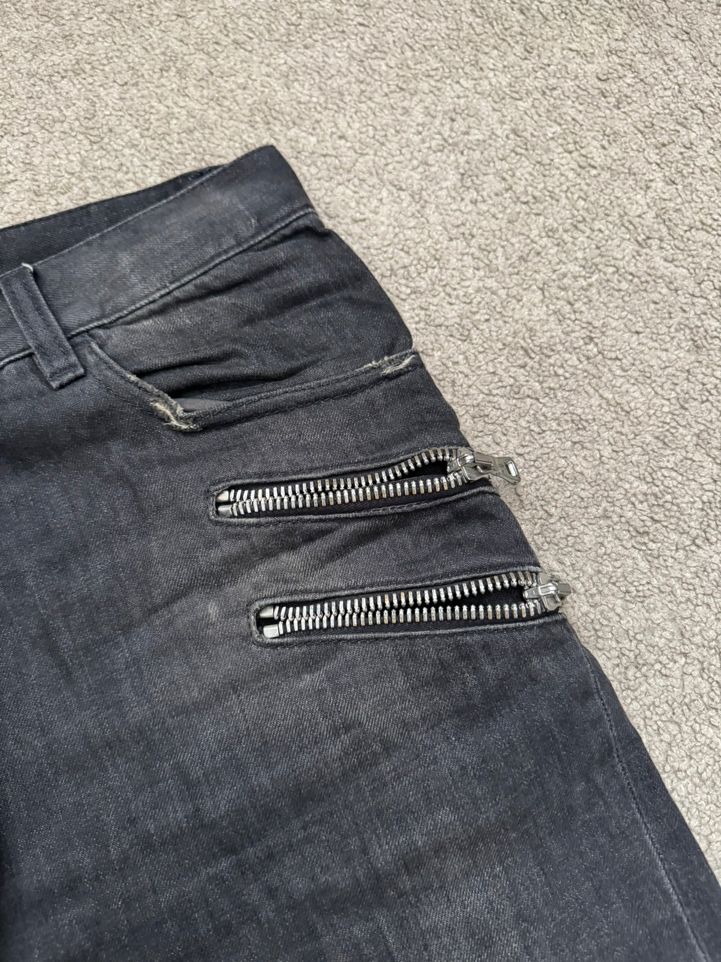 FW11 Balmain by Christophe Decarnin 4 Zip Biker Denim Jeans