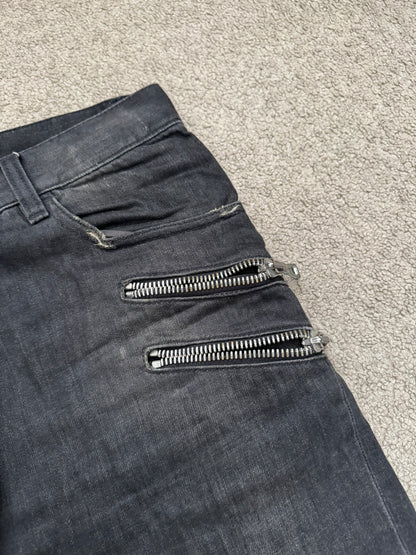 FW11 Balmain by Christophe Decarnin 4 Zip Biker Denim Jeans