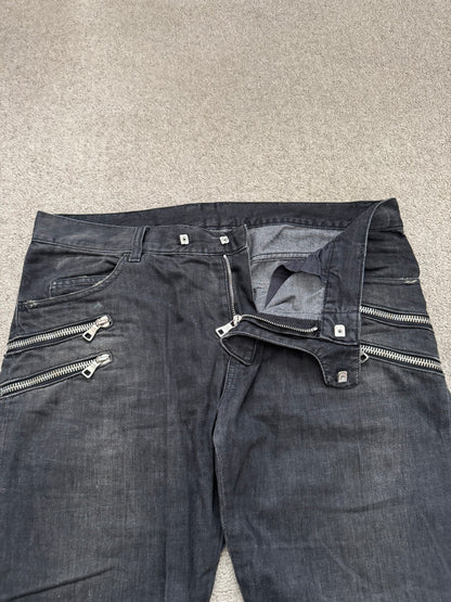 FW11 Balmain by Christophe Decarnin 4 Zip Biker Denim Jeans