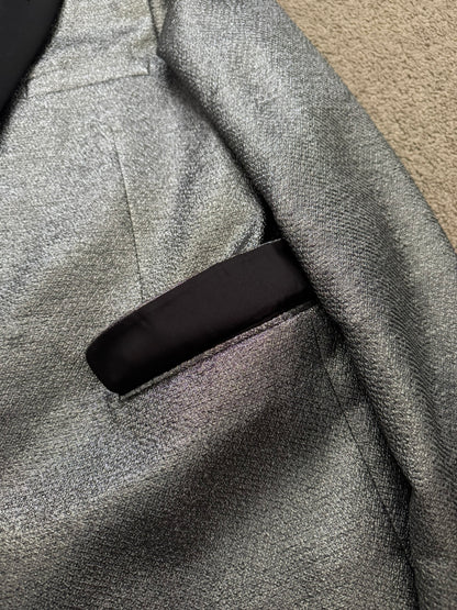 FW13 Saint Laurent by Hedi Slimane Silver Smoking Blazer Jacket