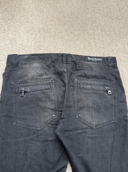 FW11 Balmain by Christophe Decarnin 4 Zip Biker Denim Jeans