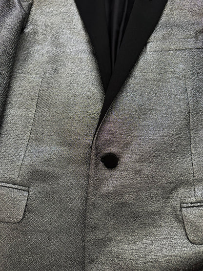 FW13 Saint Laurent by Hedi Slimane Silver Smoking Blazer Jacket