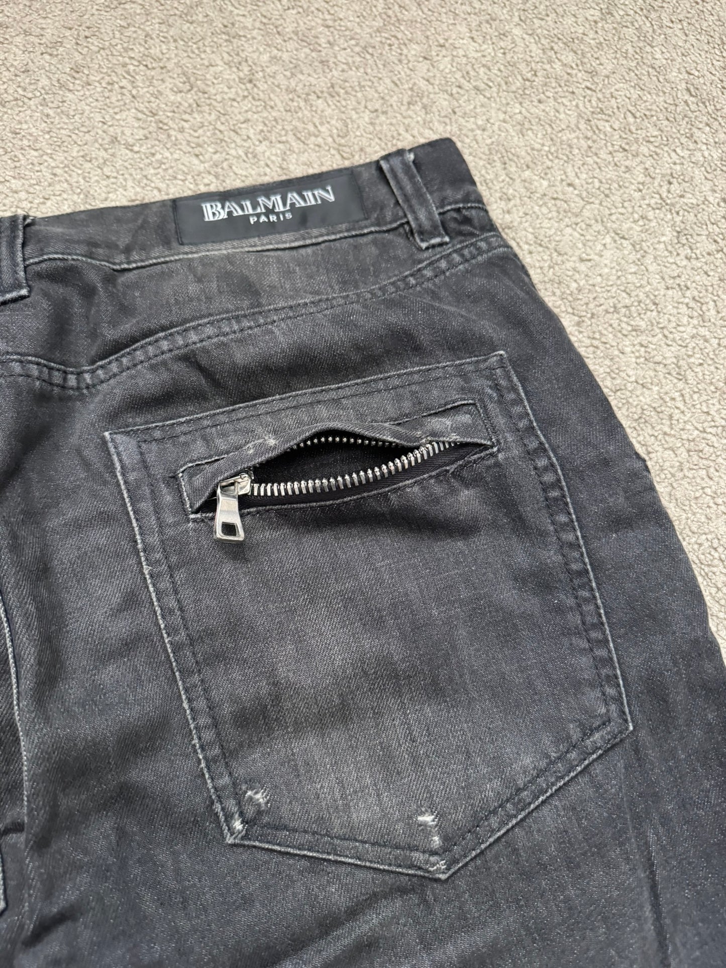 FW11 Balmain by Christophe Decarnin 4 Zip Biker Denim Jeans
