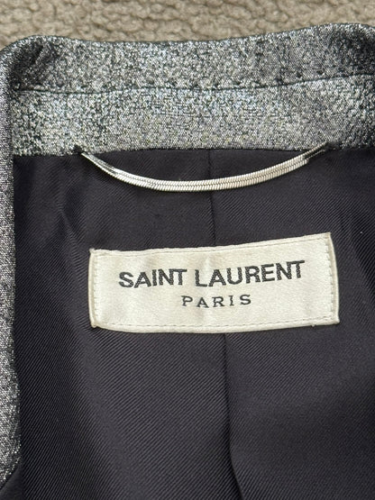 FW13 Saint Laurent by Hedi Slimane Silver Smoking Blazer Jacket