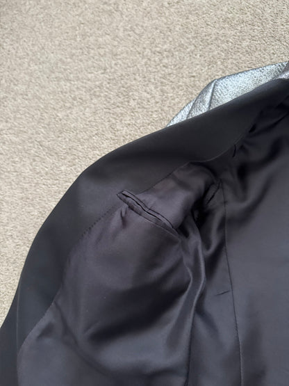 FW13 Saint Laurent by Hedi Slimane Silver Smoking Blazer Jacket
