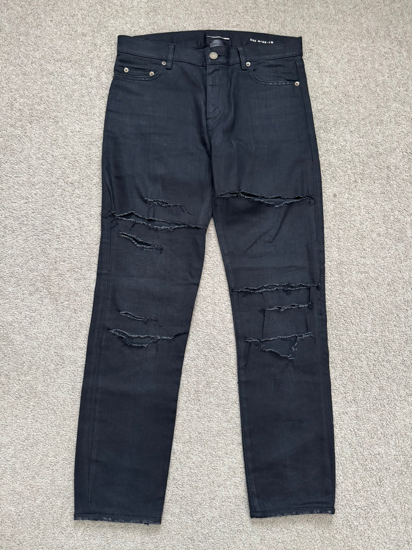FW15 Saint Laurent by Hedi Slimane Crash Distressed D02 Denim Jeans