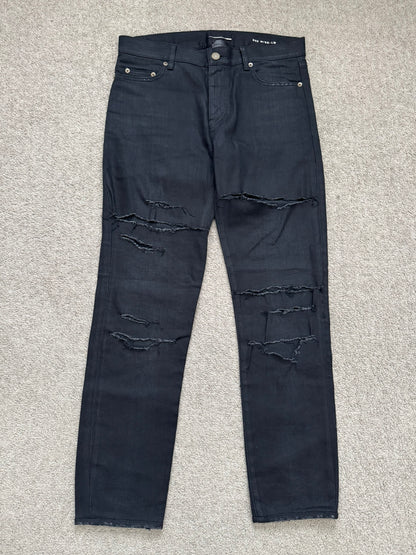 FW15 Saint Laurent by Hedi Slimane Crash Distressed D02 Denim Jeans