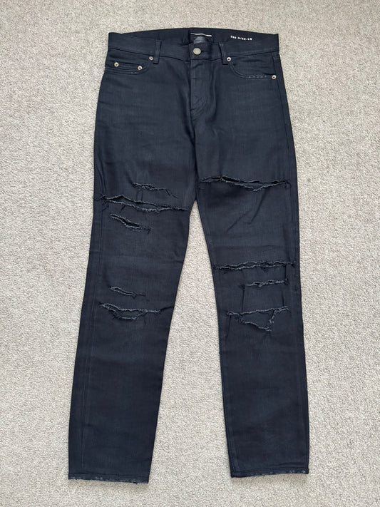FW15 Saint Laurent by Hedi Slimane Crash Distressed D02 Denim Jeans