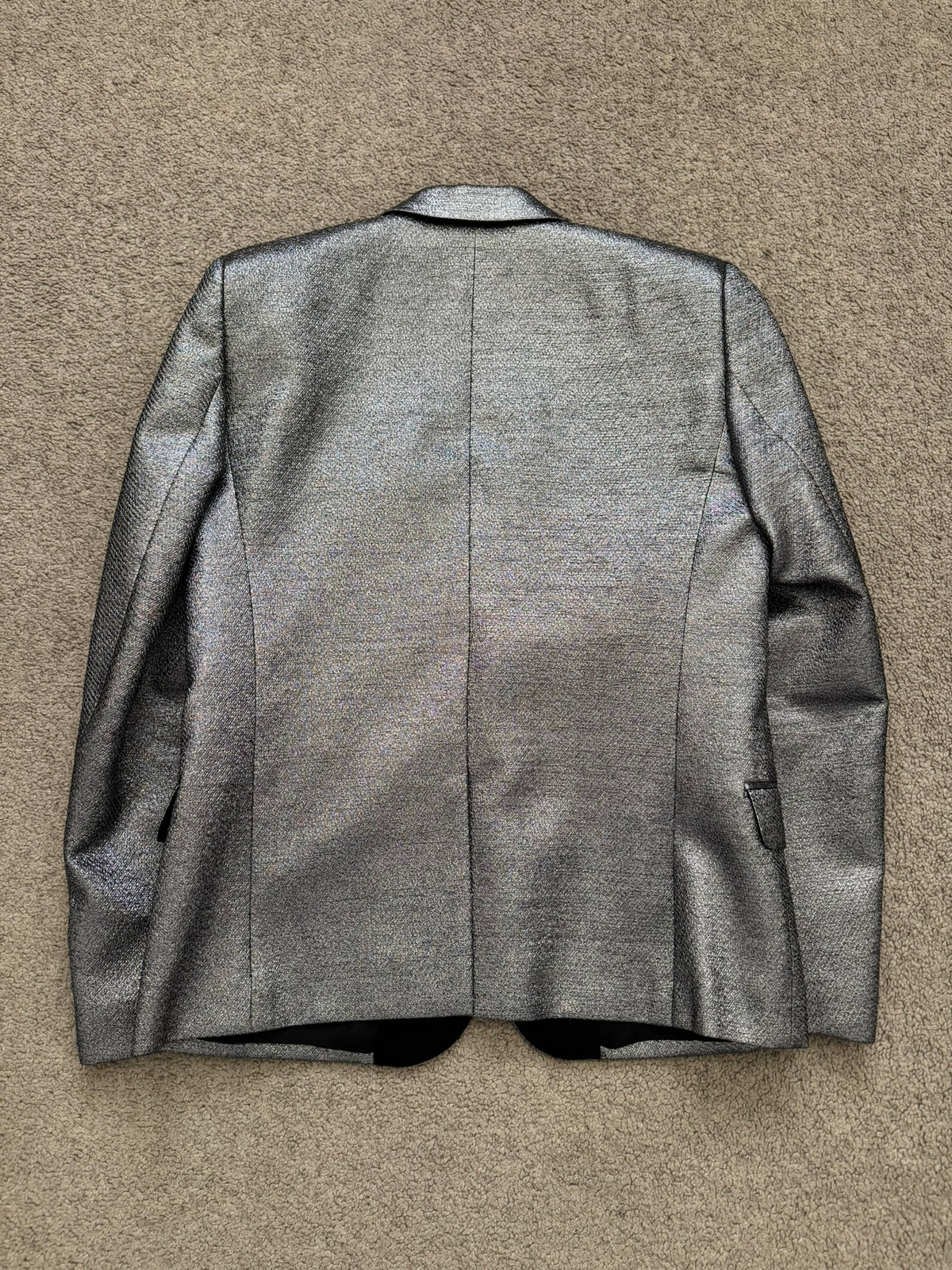 FW13 Saint Laurent by Hedi Slimane Silver Smoking Blazer Jacket