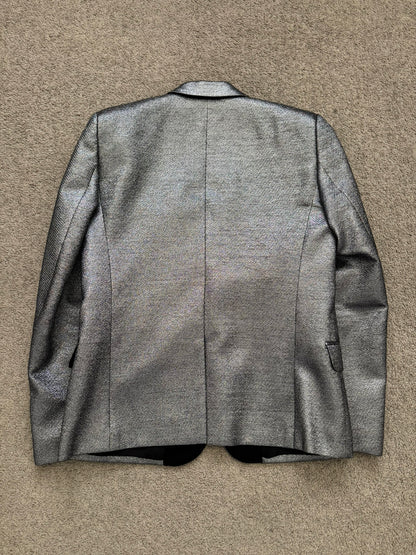 FW13 Saint Laurent by Hedi Slimane Silver Smoking Blazer Jacket