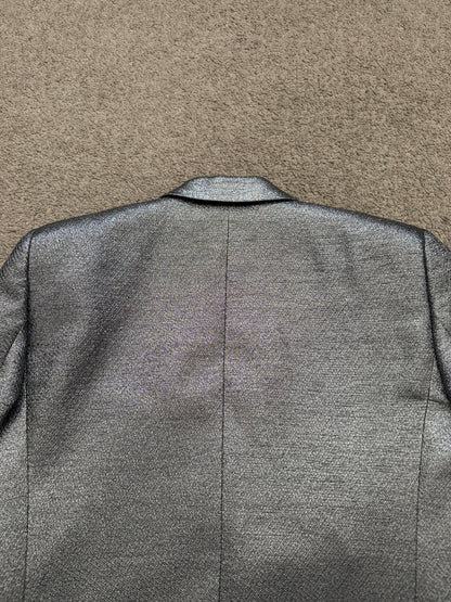FW13 Saint Laurent by Hedi Slimane Silver Smoking Blazer Jacket