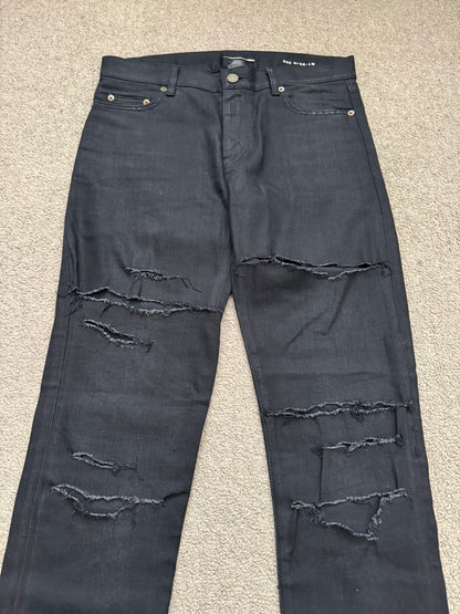 FW15 Saint Laurent by Hedi Slimane Crash Distressed D02 Denim Jeans