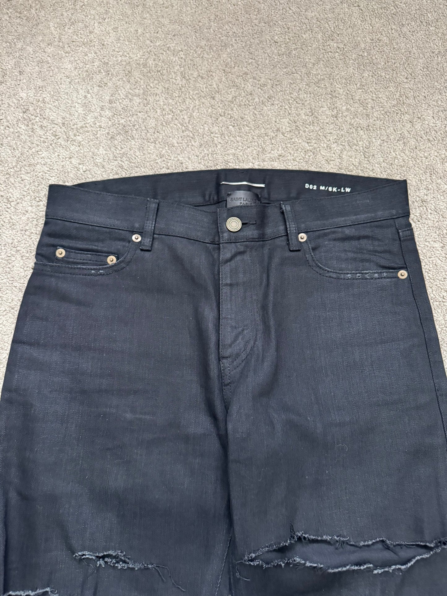 FW15 Saint Laurent by Hedi Slimane Crash Distressed D02 Denim Jeans