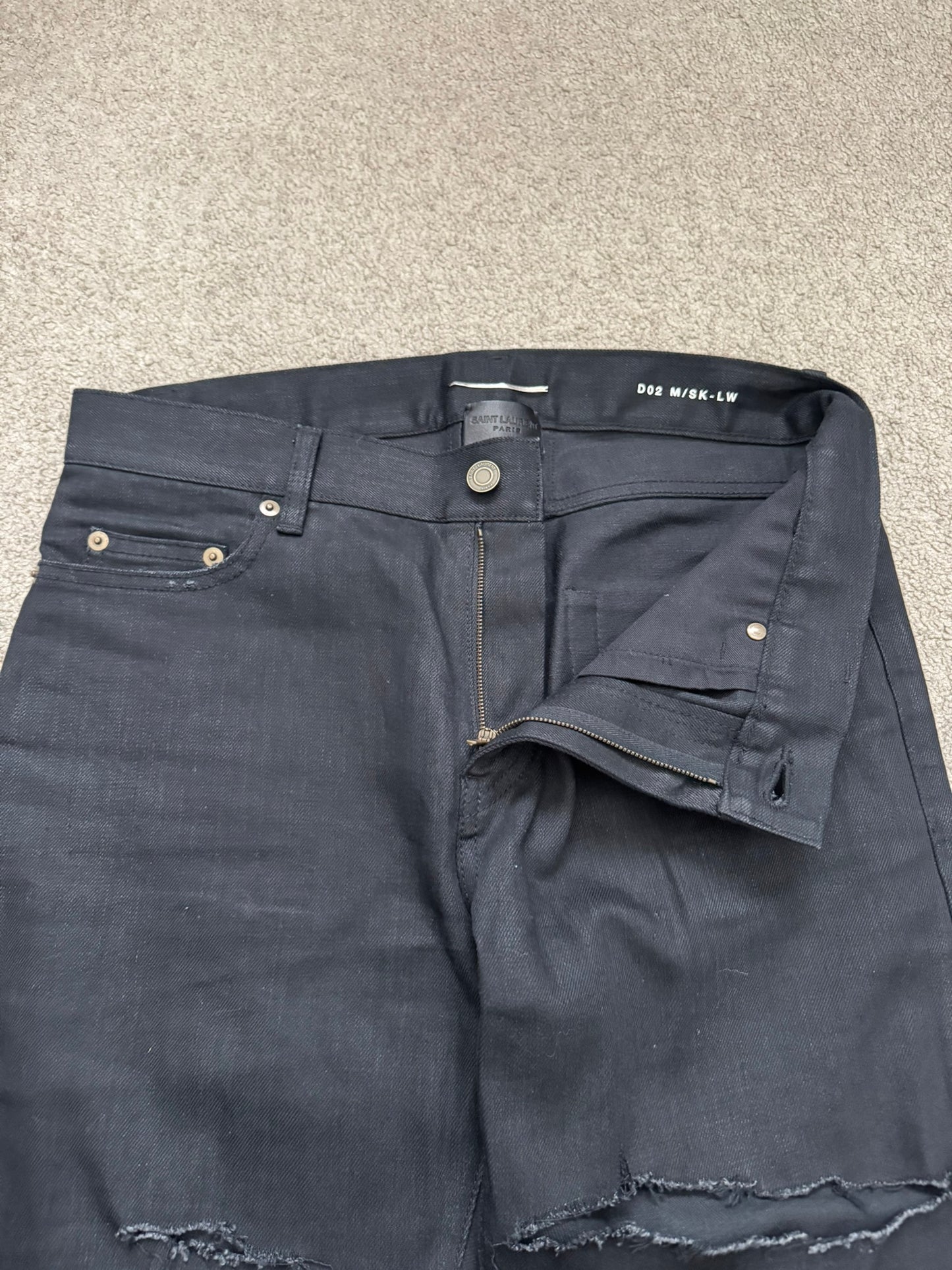 FW15 Saint Laurent by Hedi Slimane Crash Distressed D02 Denim Jeans
