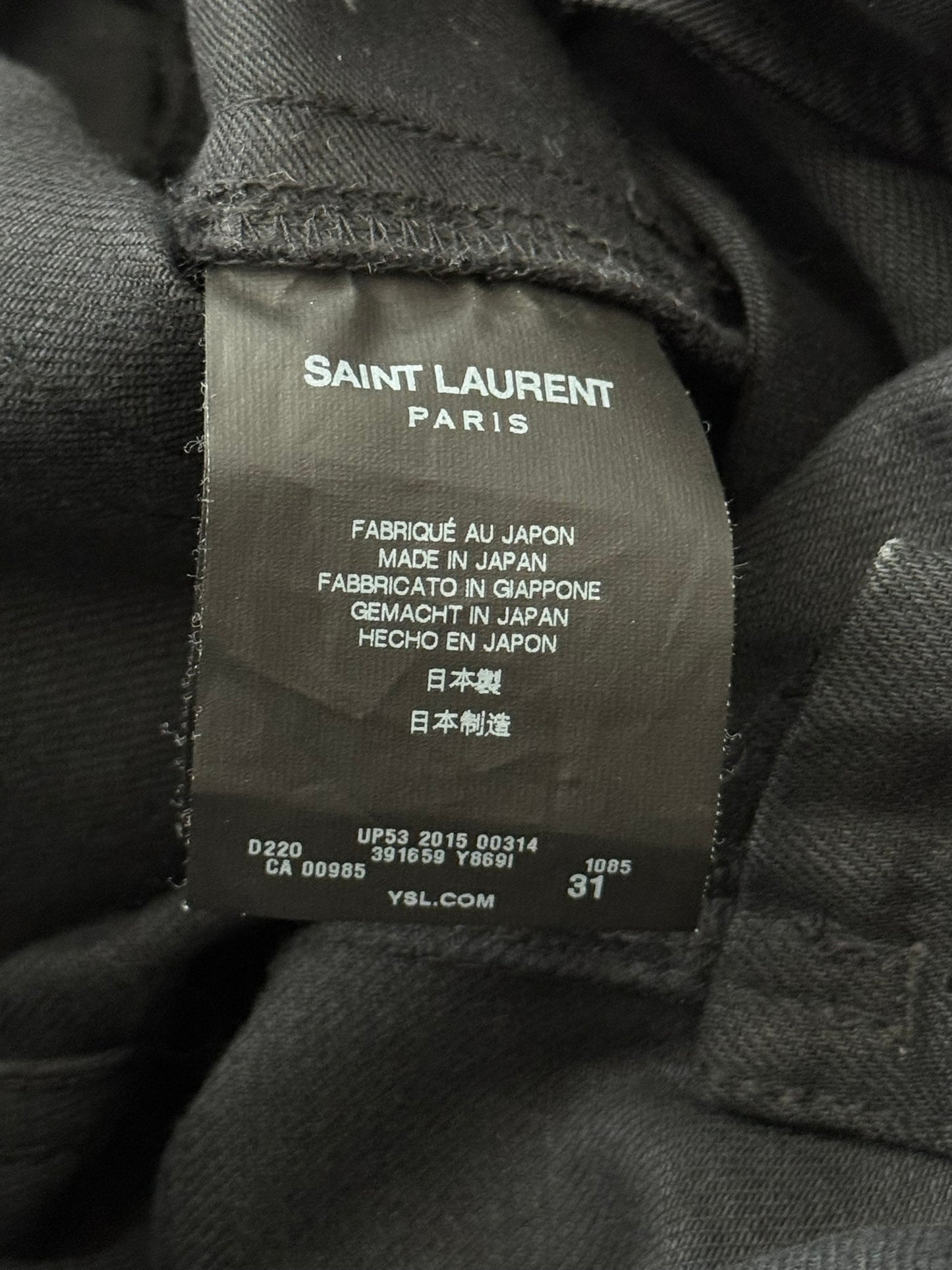 FW15 Saint Laurent by Hedi Slimane Crash Distressed D02 Denim Jeans