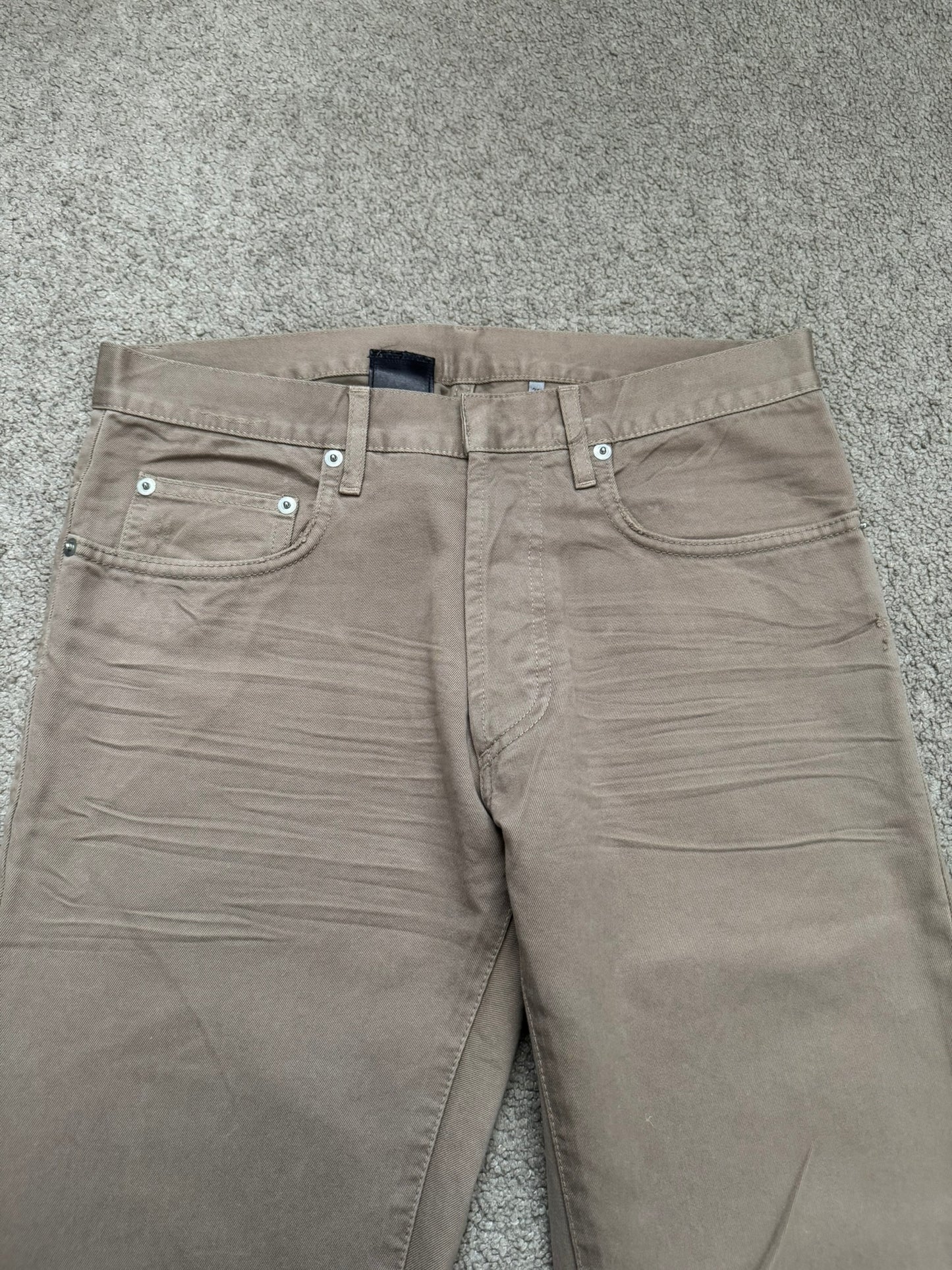 AW04 Dior Homme by Hedi Slimane Beige Whiskered Denim Jeans