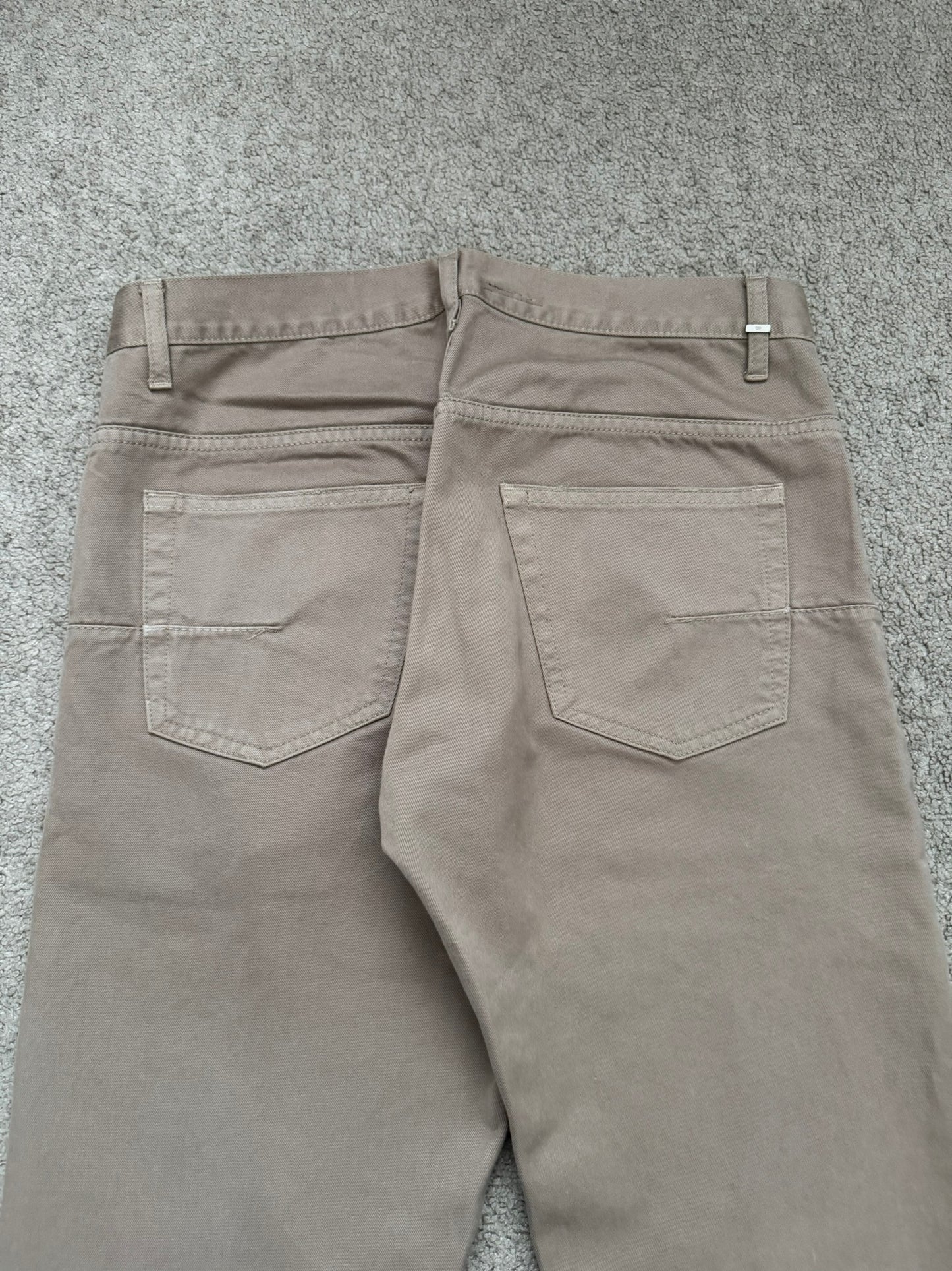 AW04 Dior Homme by Hedi Slimane Beige Whiskered Denim Jeans