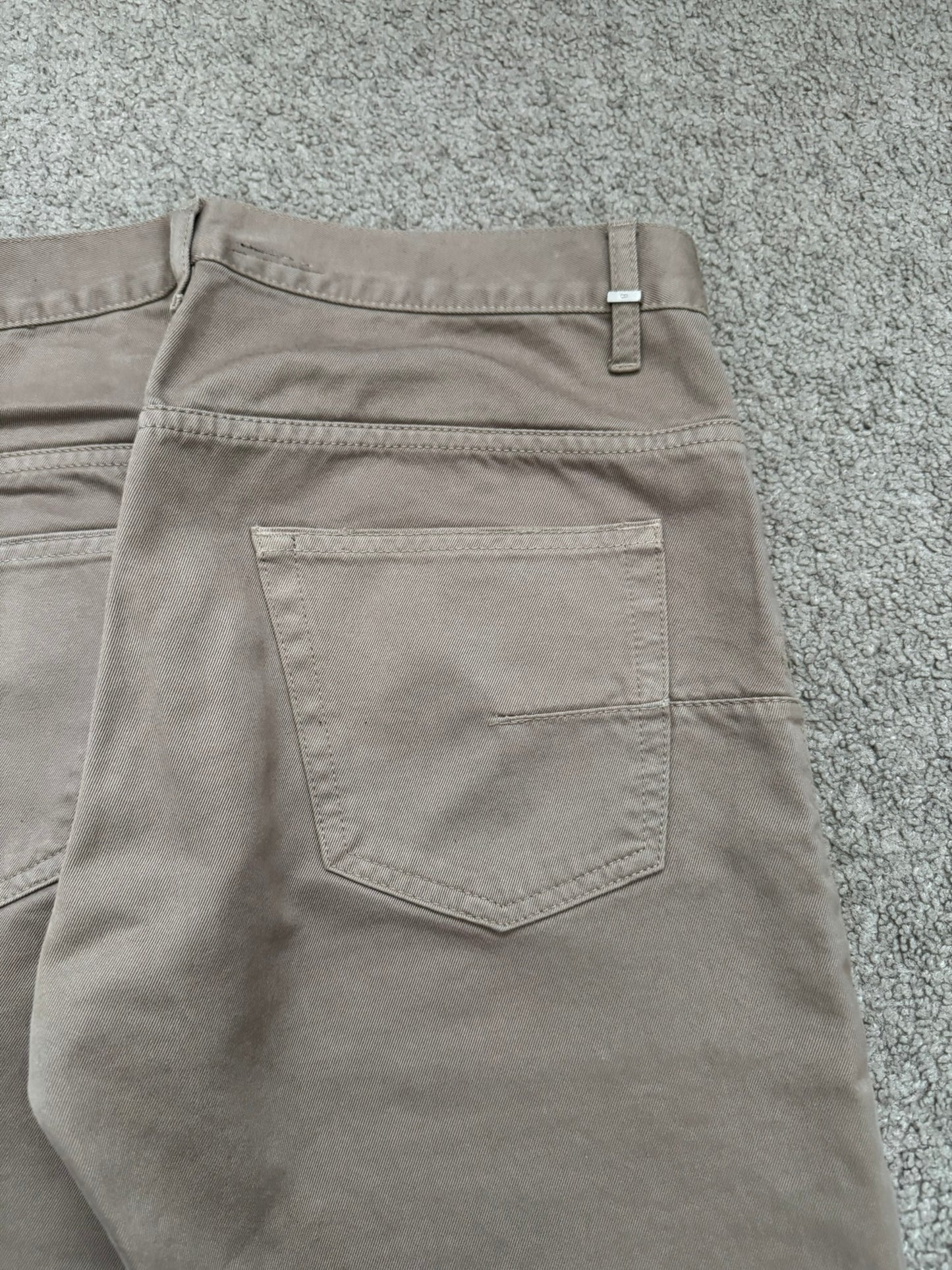 AW04 Dior Homme by Hedi Slimane Beige Whiskered Denim Jeans