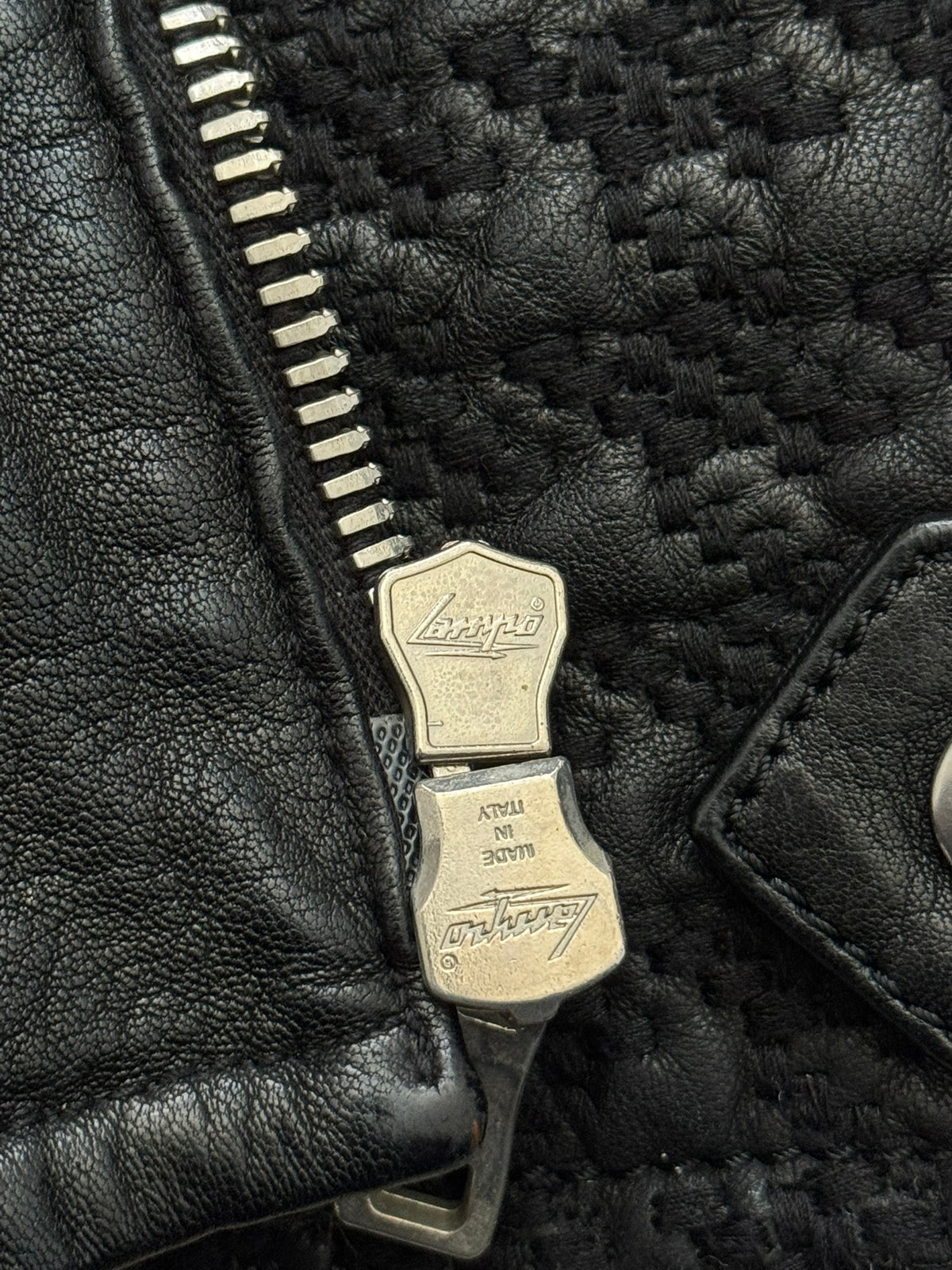 SS14 Balmain by Olivier Rousteing Houndstooth Biker Leather Jacket