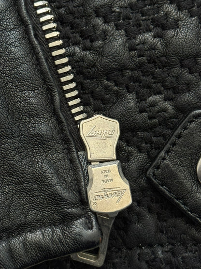 SS14 Balmain by Olivier Rousteing Houndstooth Biker Leather Jacket
