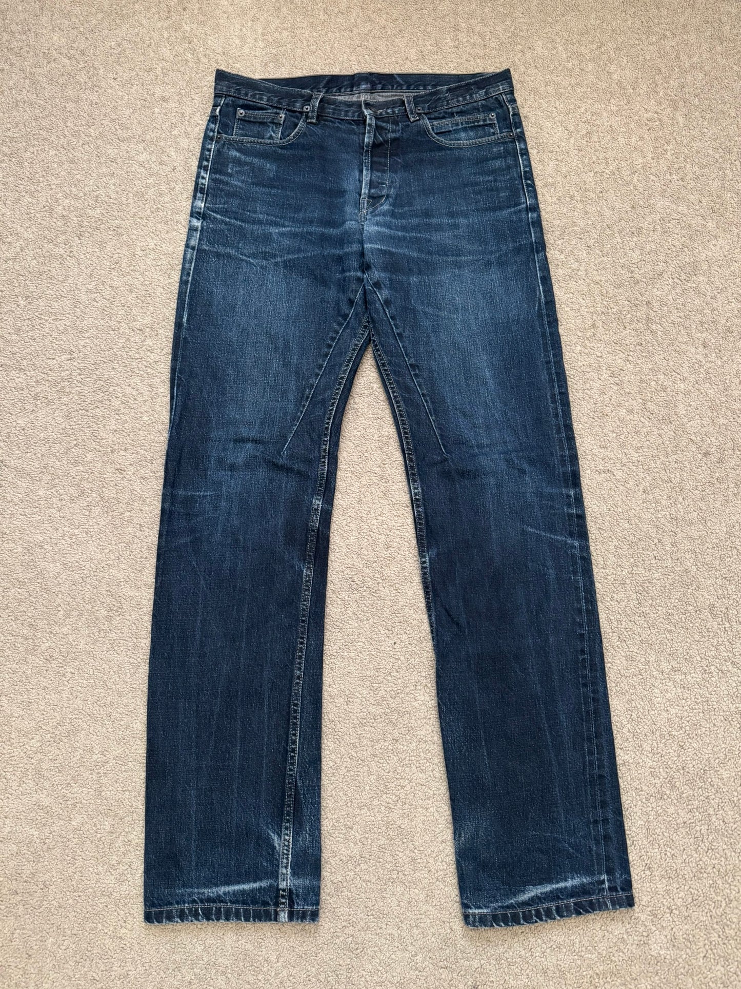 SS15 Rick Owens DRKSHDW Blue Selvedge Berlin Cut Denim Jeans