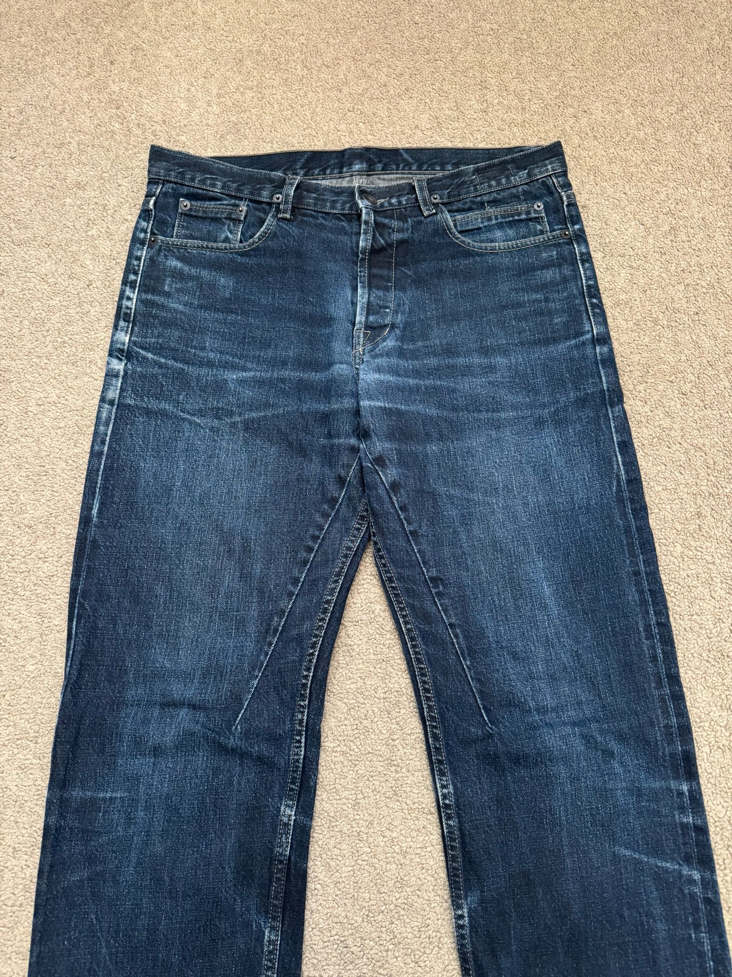SS15 Rick Owens DRKSHDW Blue Selvedge Berlin Cut Denim Jeans