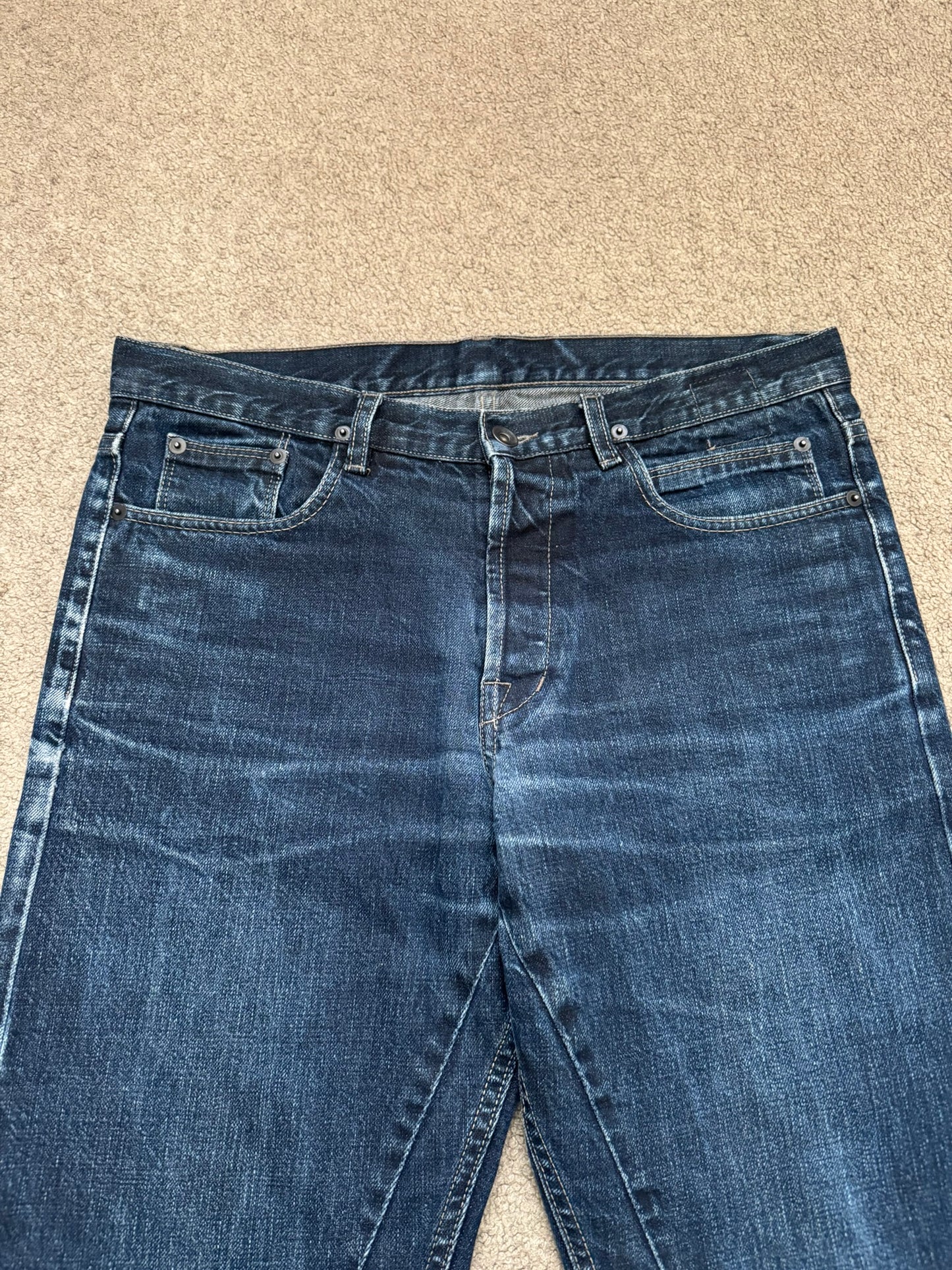 SS15 Rick Owens DRKSHDW Blue Selvedge Berlin Cut Denim Jeans