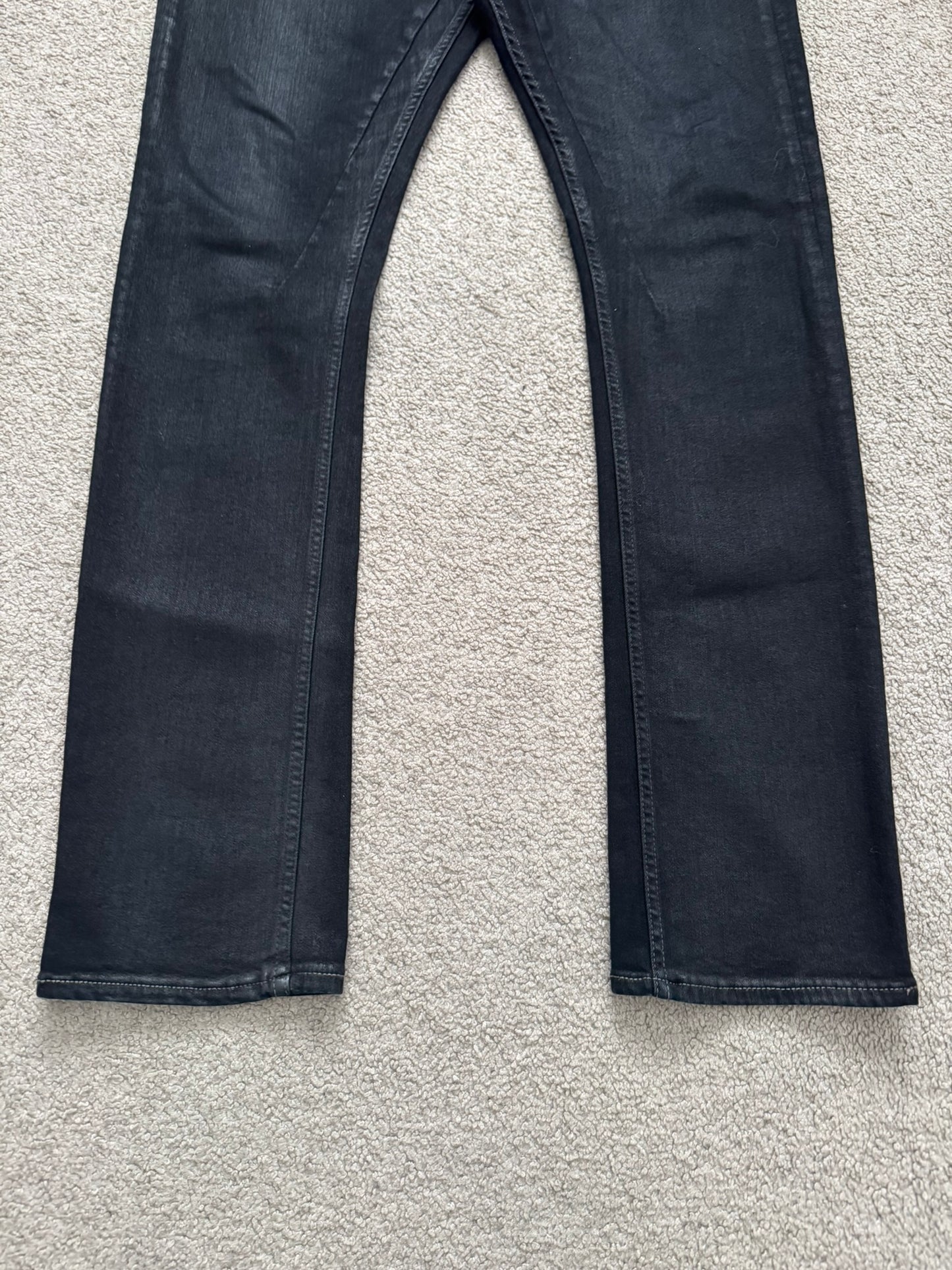 SS20 Rick Owens DRKSHDW Black Waxed Detroit Cut Denim Jeans