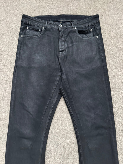 SS20 Rick Owens DRKSHDW Black Waxed Detroit Cut Denim Jeans