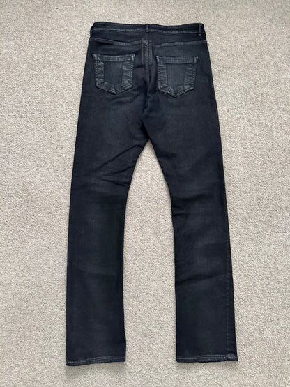 SS20 Rick Owens DRKSHDW Black Waxed Detroit Cut Denim Jeans