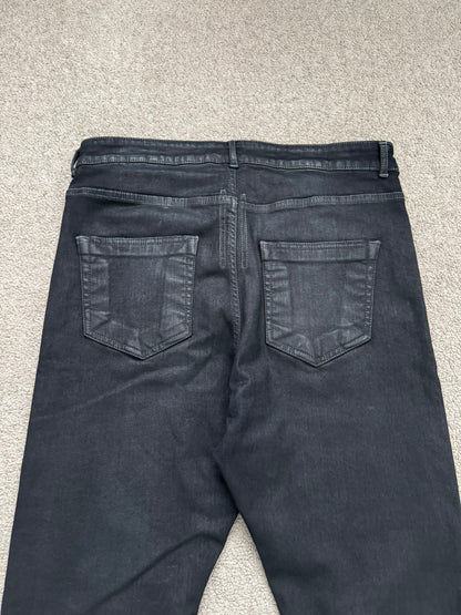 SS20 Rick Owens DRKSHDW Black Waxed Detroit Cut Denim Jeans