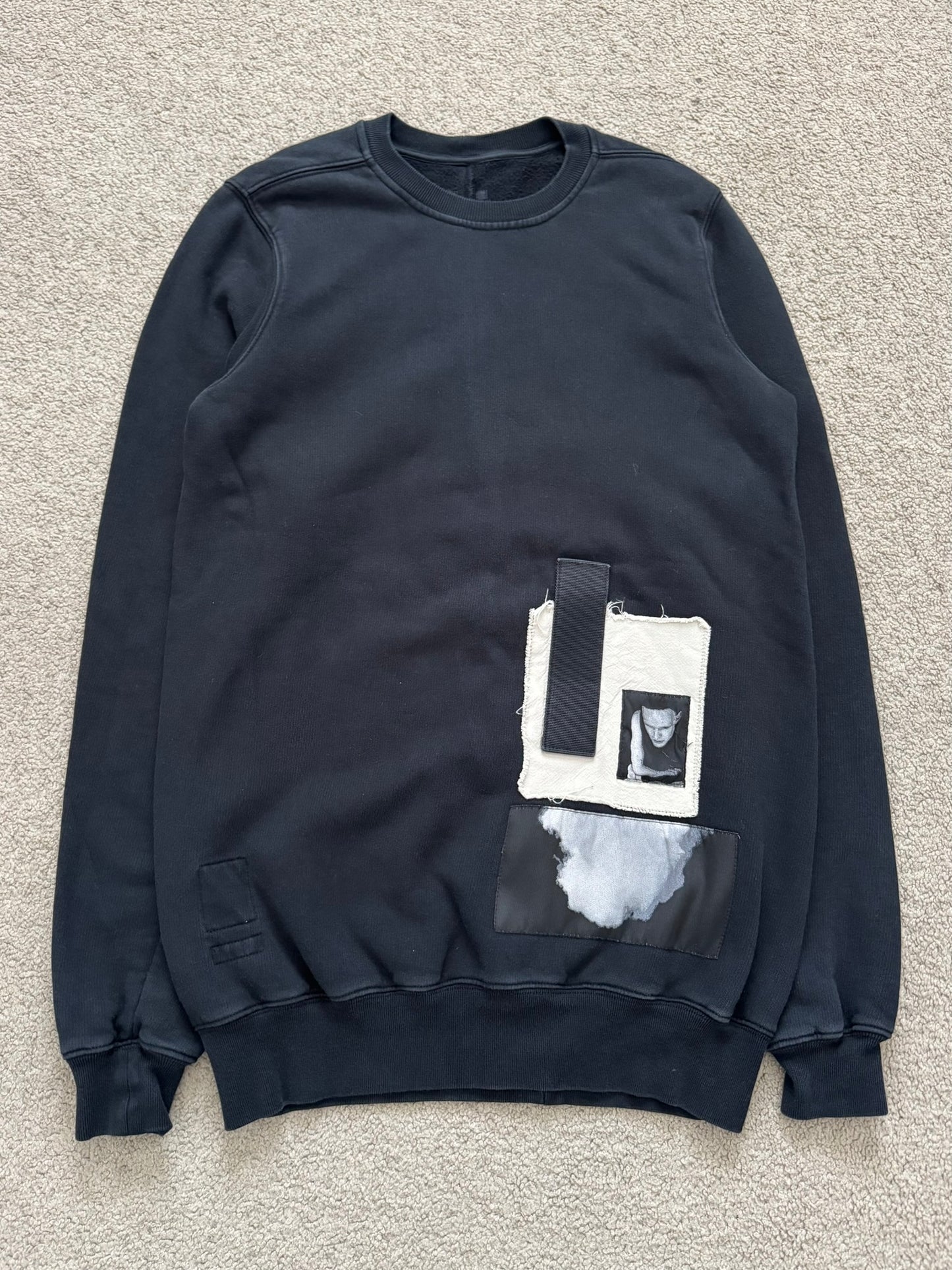 FW16 Rick Owens DRKSHDW "Mastodon" Abstract Patch Sweatshirt