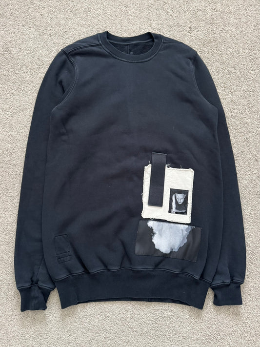 FW16 Rick Owens DRKSHDW "Mastodon" Abstract Patch Sweatshirt