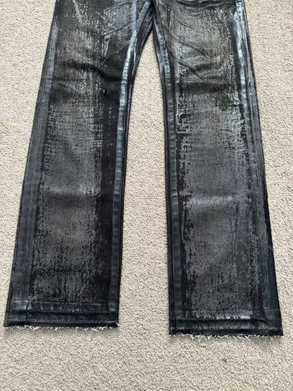 AW08 Dior Homme “Luster” Black Waxed Clawmark Denim Jeans