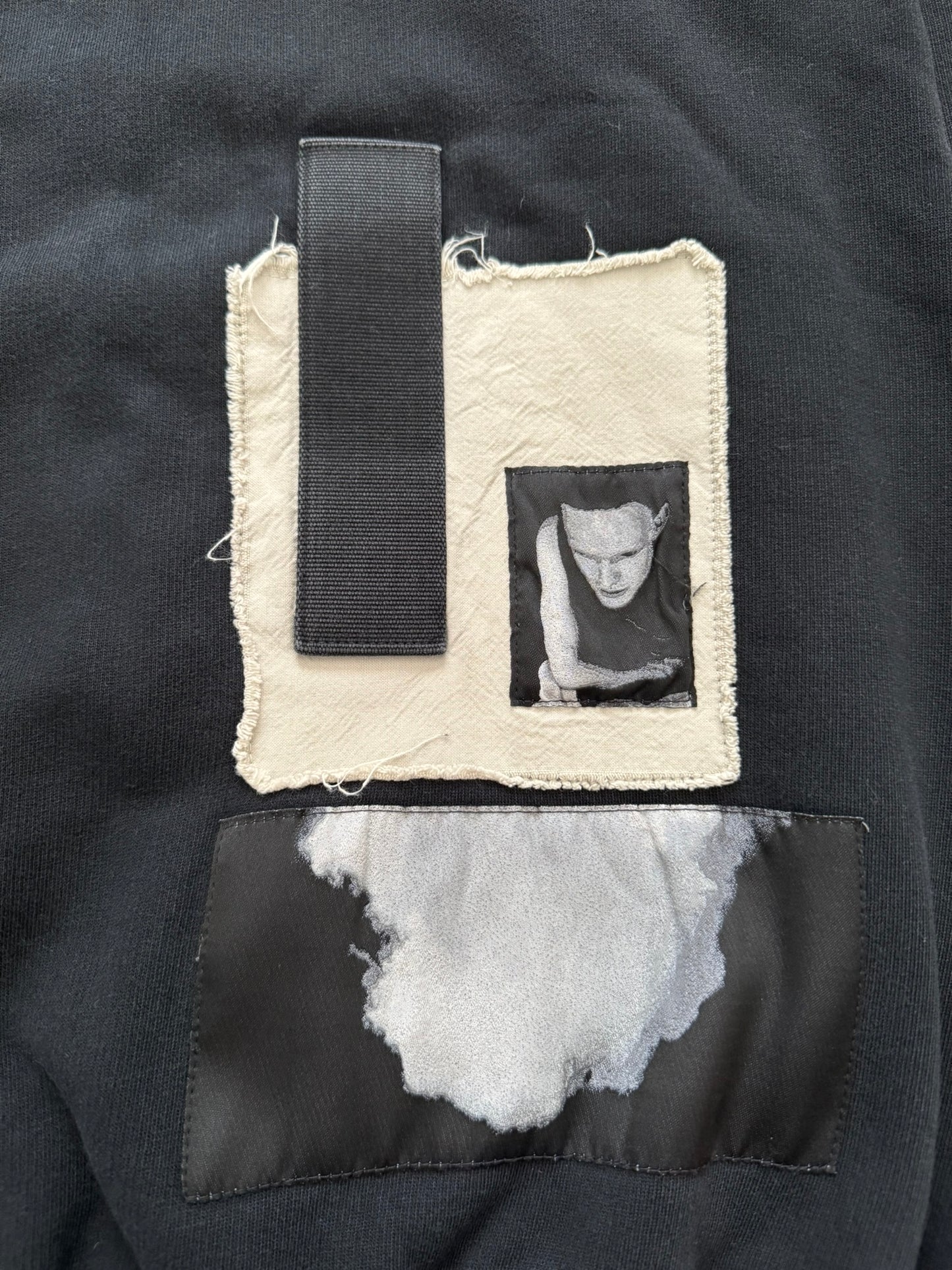 FW16 Rick Owens DRKSHDW "Mastodon" Abstract Patch Sweatshirt